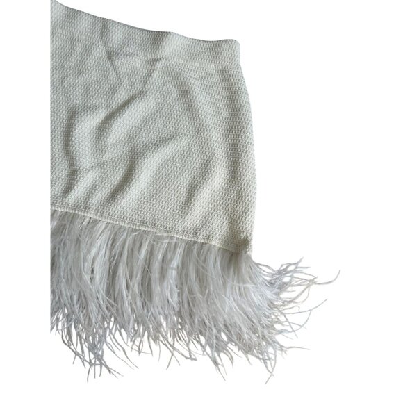FRAME Cream Knit Feather Trim Skirt Size Medium - Picture 6 of 8